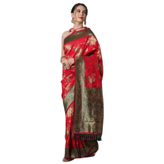 Buy Upto 90% Off On Floral Print Banarasi Silk Blend Saree